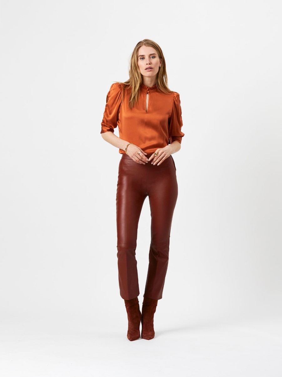 DANTE6 Tyson Crop Flare Leren Broek Online